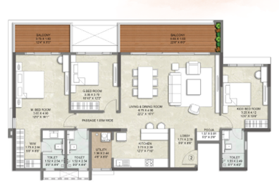 Kalpataru Blossom Sinhagad Road 2BHK Plan